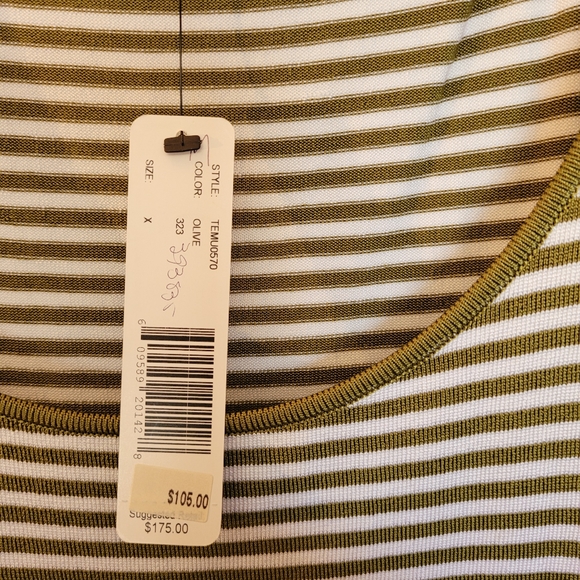 Nwt Linda Alard Ellen Tracy Size X Stripe Green White Tank - Picture 6 of 7